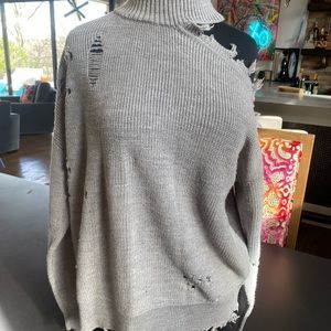 Lovers & Friends gray turtleneck distressed sweater